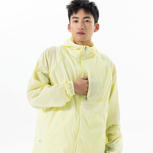 Men UPF50+ Sun Protection Jacket Cloud Weave Hidden Check Fabric Breathable Quick Dry Windproof Hooded Coat Outdoor Beach Surf Travel Lightweight Skin