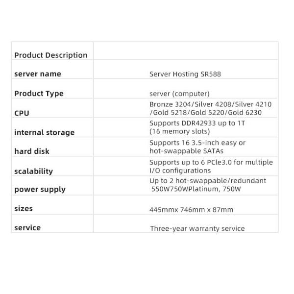 Silver Processor Type 2U Rack Enterprise Server SR588 for Office Workflow Enhancement