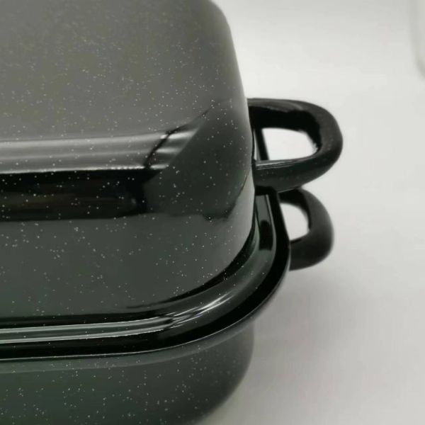 Enamelware Black Rectangular Casserole Dish Set Carbon Steel Baking Dishes & Pans Tray Large Baking Ware Bakeware with Lid