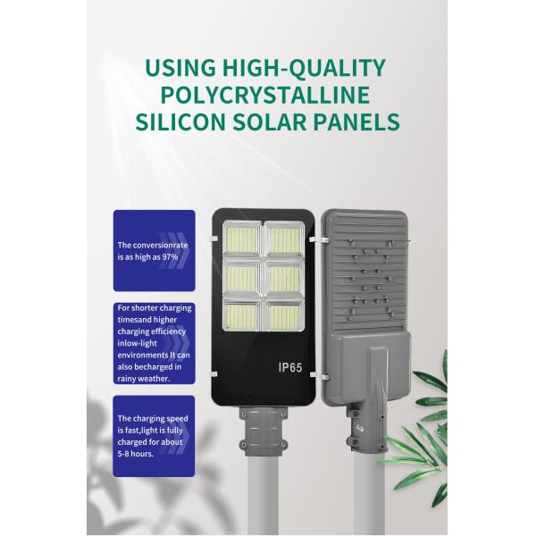 Ip65 Waterproof aluminum Solar Powered LED Street Light Brightness LED Chips With Pole