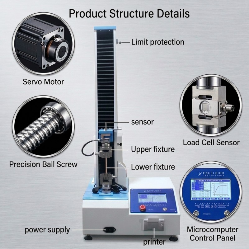 Professional Single Column Tensile Testing Machine 200kg Servo Control for Furniture Hardware Manufacturer QC