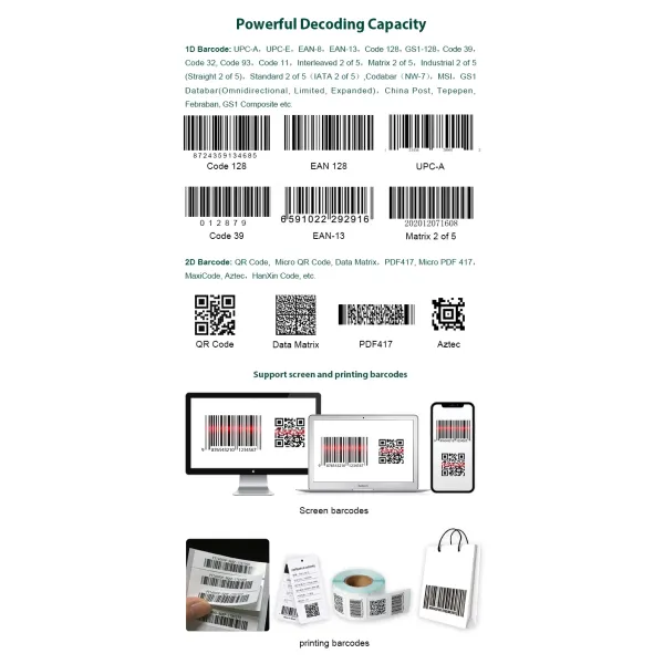 Compact 1D 2D Barcode Scanner Module with Global Shutter and 21.35mm L *15.50mm W * 11.40mm H Dimensions