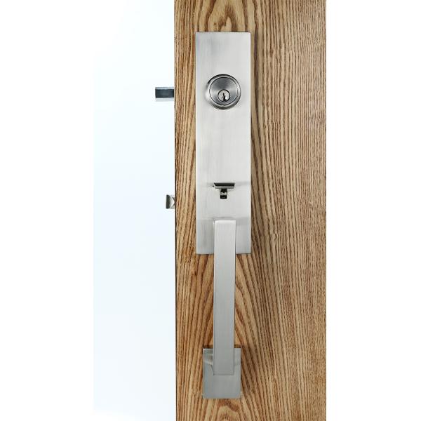 Silver Entry Door Handlesets / Outside Door Handles Adjustable Latch