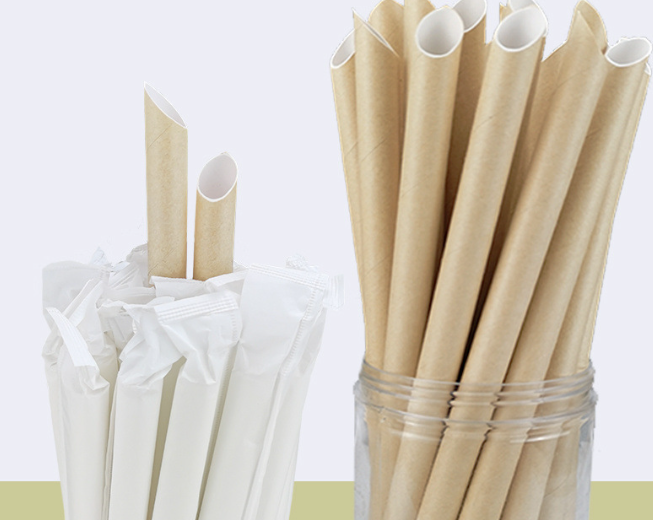 Eco Friendly Food Grade Safe Individually Wrapped Paper Drinking Straws Biodegradable