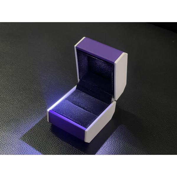 Customized Your Logo-Purple Pu Leather LED Ring Box