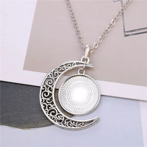 Personalized Moon Necklace Sublimation Pendant Necklaces Blanks