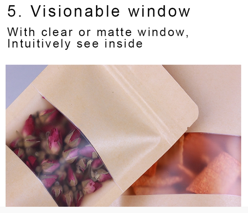 Biodegradable Ziplock Kraft Stand Up Pouches For Tea Packaging
