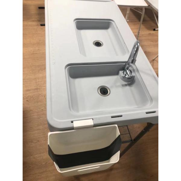 Foldable Outdoor Cleaning Table with Sink and Plastic Material