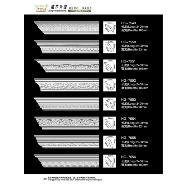 Popular Skirting Polyurethane Ceiling Cornice Mold Decorative Moulding