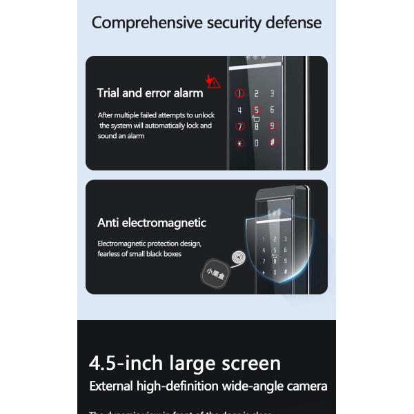 Qleung S810max Smart Home Lock With Card Code Key Fingerprint Palm Password Multi-unlock Ways