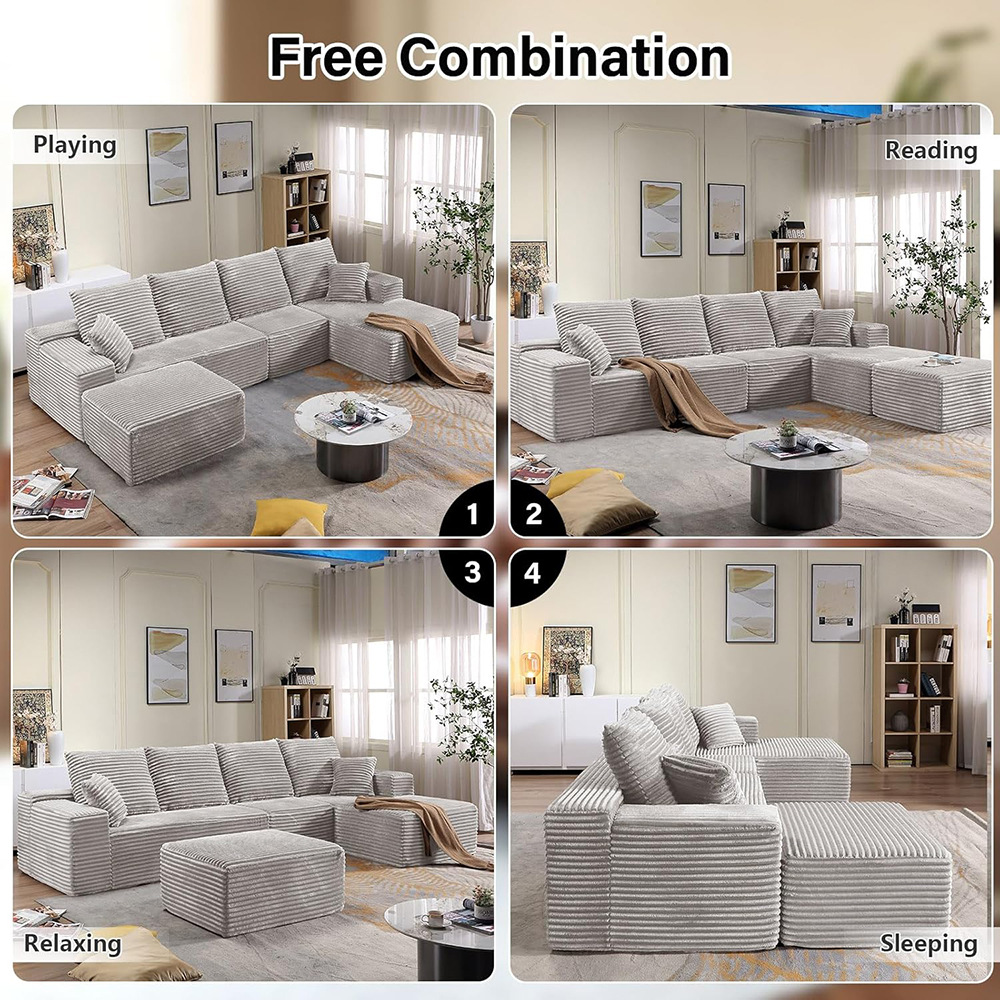 Modular Compression Sofa Boneless Foam Sofa Pressed Couch in Box Frameless Vacuum Pack Couch Compressed Sofa for Living Room