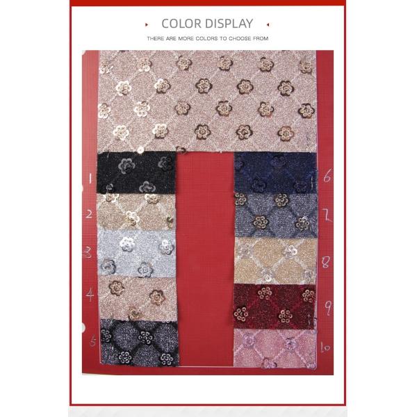 Sequin Bright Flower Glitter PU Leather Eco friendly 100% Polyurethane Leather