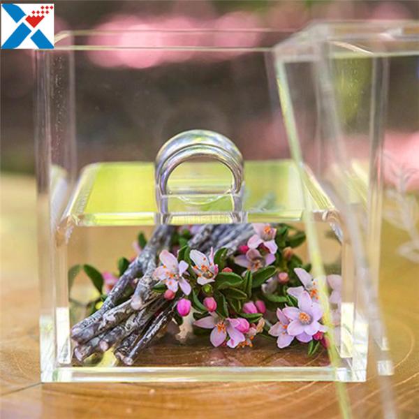 Clear Ring Holder Led Acrylic Display Case Flowers Gift Box Customized Logo