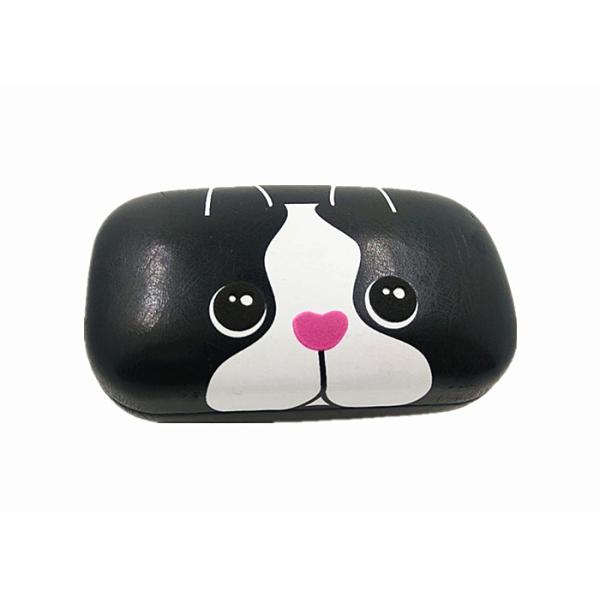 Black PU Contact Holder Case Durable With Cute Animal Pattern Fine Workmanship