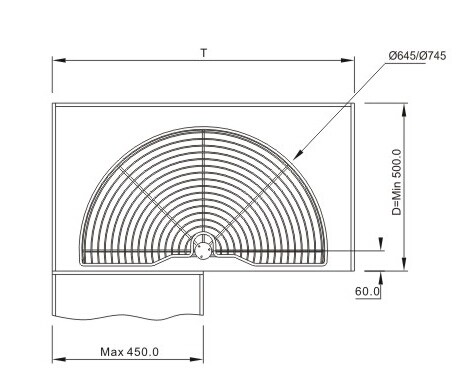 B021 Kitchen basket corner units:180°Revolve Basket