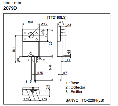 TT2190LS 3 Pin Transistor TV Horizontal Deflection Output Applications