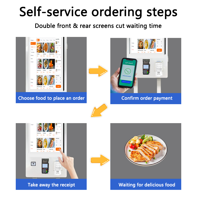 32 inch Double Sided Self Service Touch Screen Kiosk with Thermal Printer for Restaurants