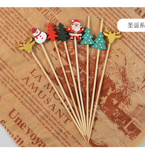 Initial Payment Natural Bamboo Fruit Fork Straight Style Disposable Biodegradable