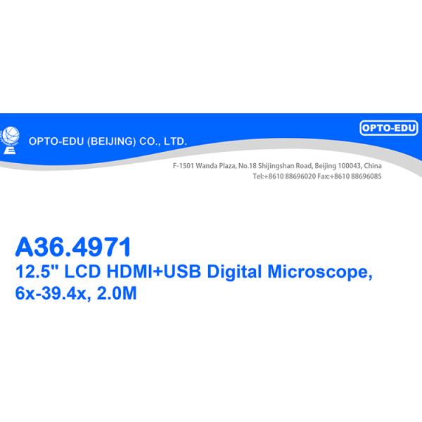 12.5" LCD HDMI USB Digital Microscope 6x - 39.4x 2.0M Real Time Auto