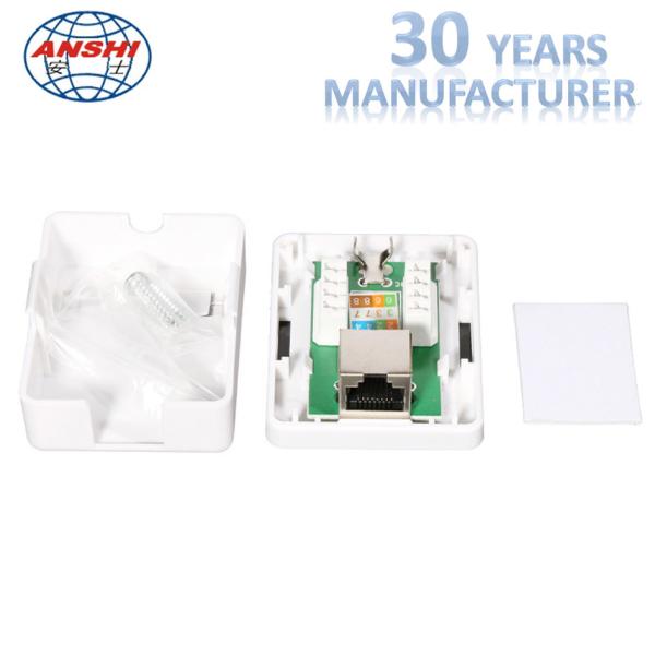 RJ45 STP Keystone Jack Single Port Surface Mount Box With High Impact Housing