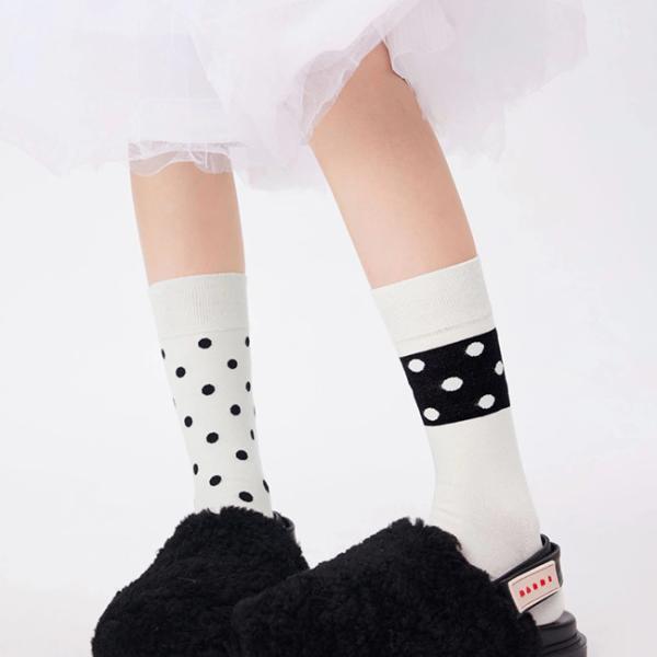 Breathable Custom Women Socks Jacquard Dot Pattern Combed Cotton Socks