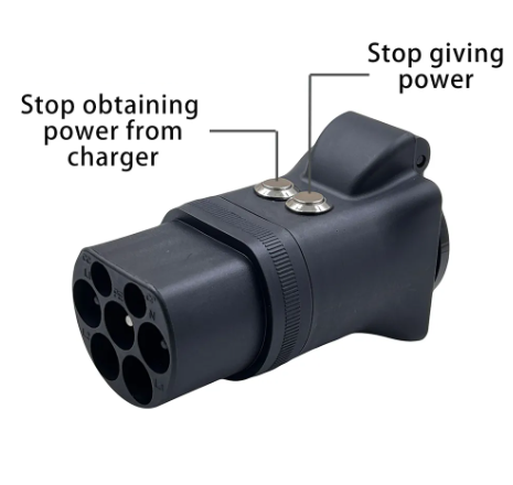 IP44 High Temperature Resistant PC Discharge V2L Type 2 to Schuko Plug EV Charger Adapter EVSE IEC62196 Plug with Switch