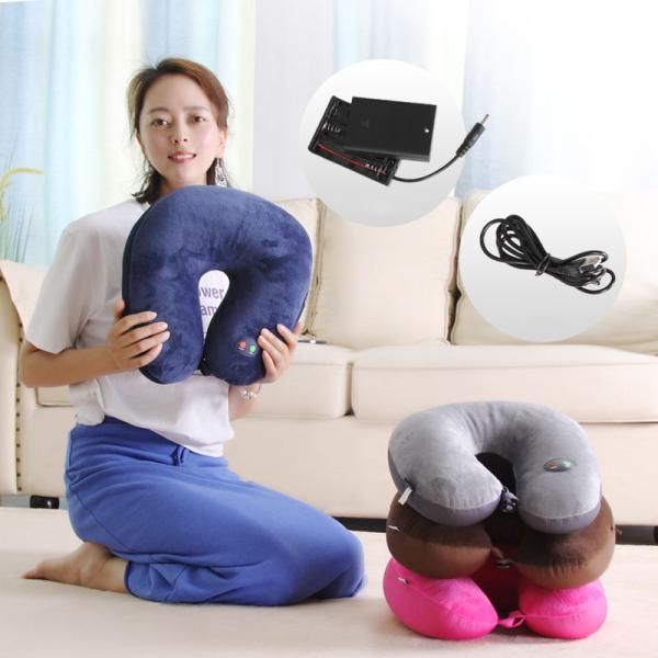 Travel-friendly U shaped vibrating pillow with infrared physiotherapy function