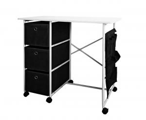 Quality Practical Movable Home Office Computer Desk With 3 Fabric Drawers / Hanging Pocket for sale