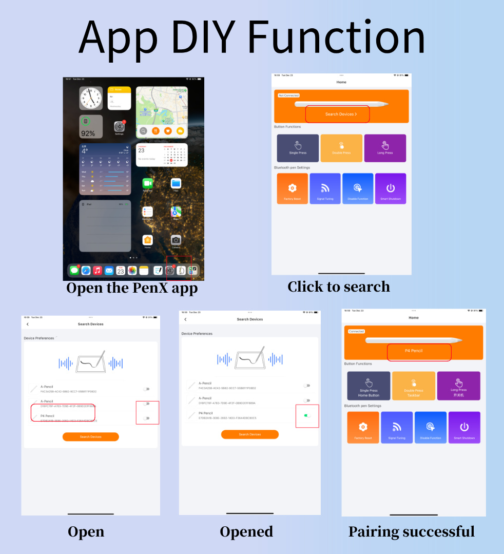 Bluetooth Connection App DIY Function Active Stylus Capacitive Pen 2nd Gen Pencil for Ipad