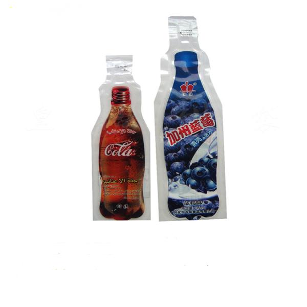 Flexible Packaging Shaped Pouch Custom Gravure Printing Beverage Bottle Shape