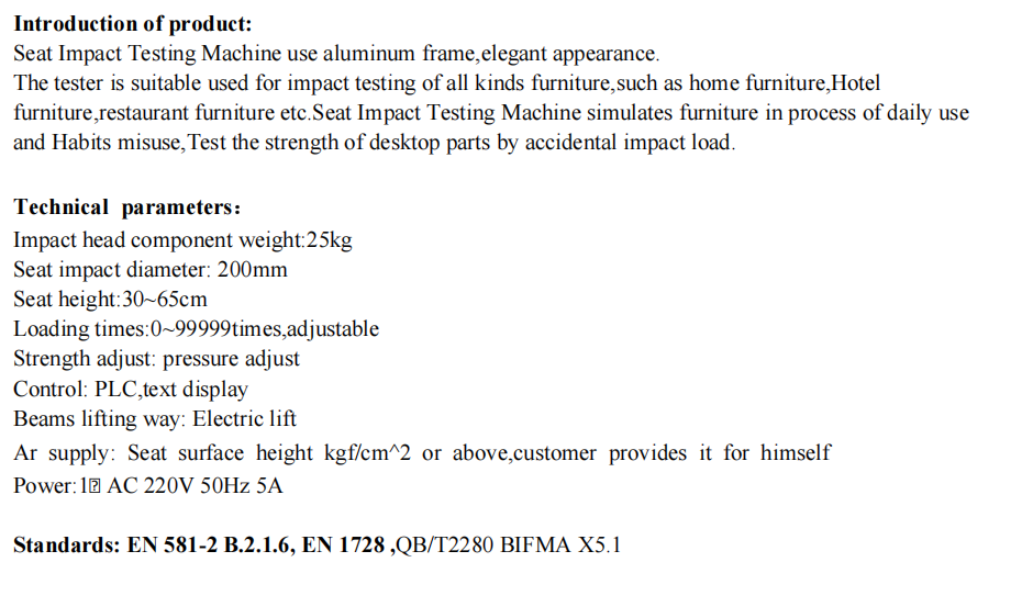 Seat Impact Test Machine