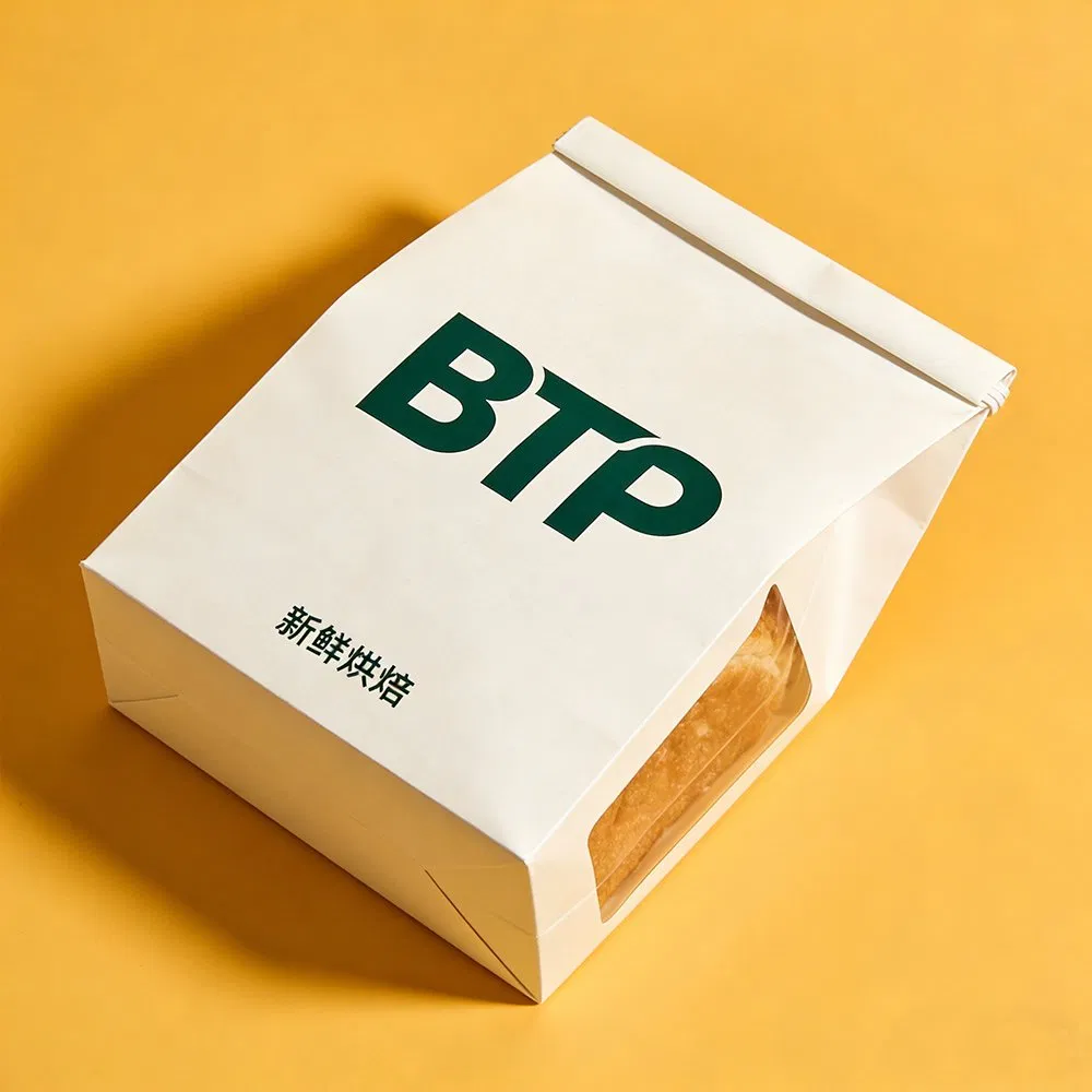 Bread packaging bag with clear window view