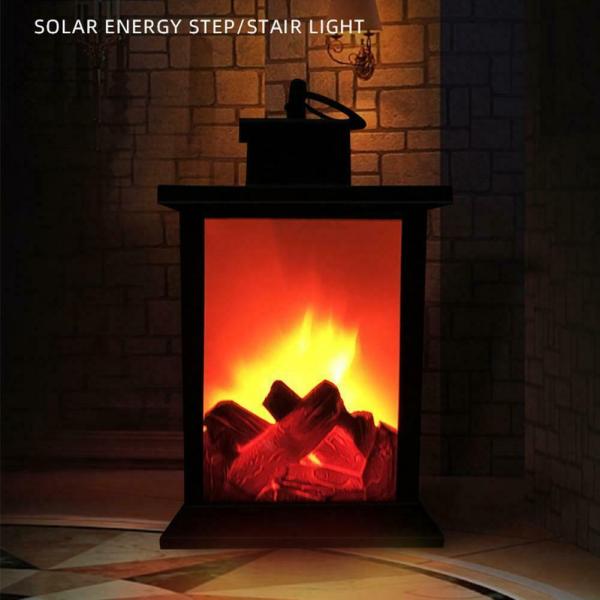 Simulated Fireplace Solar Flickering Flame Lantern 3.7V 5W Solar Courtyard Light