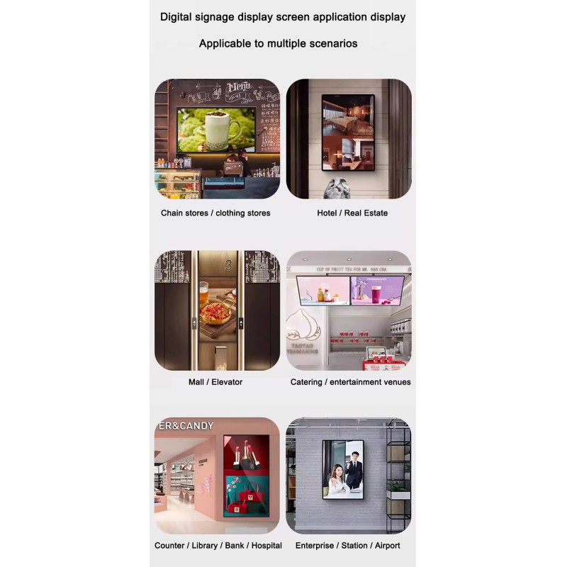 Wall-Mounted Digital Signage with 178 Degrees Viewing Angle 1000:1 Contrast Ratio and 1 Year Warranty