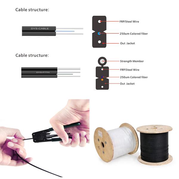 Jumper Outdoor FTTH Drop Cable , G657A Fiber Optical Patch Cord