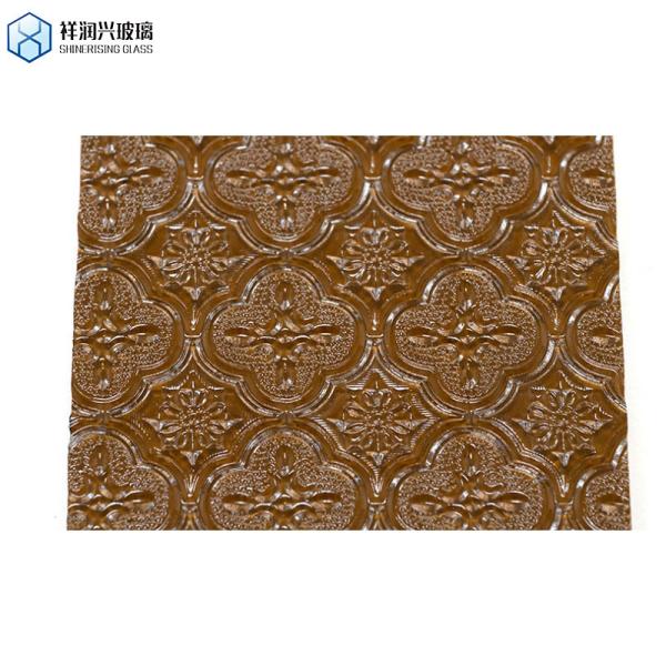 Factory Custom Privacy Glass Window High Quality Patterns Art Glass Brown Embossed Glass
