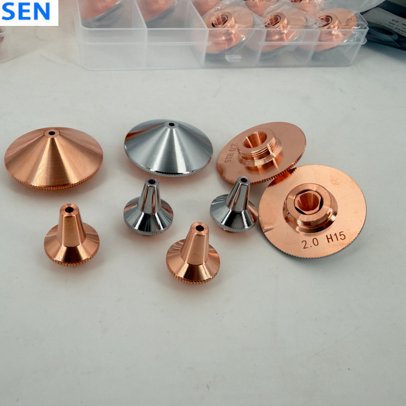 Premium D32 Laser Cutting Nozzle , High-Purity Copper Single & Double Layer Nozzle for Fiber Laser Cutting Machine , Chrome-Plated CNC Cutting