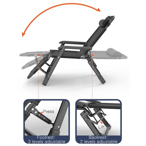 Household Folding Bed Ultra Light Adjustable Height Camp Cot Modern Multi-Function Reclining Lounge Chair Portable Outdoor