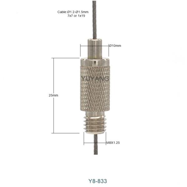 Mesh Pattern Wire Rope Gripper Pressure Adjustable 9mm Diameter M8 Thread