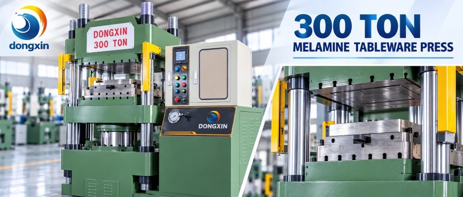 Melamine hydraulic press machine production line with automatic feeding and finished tableware samples