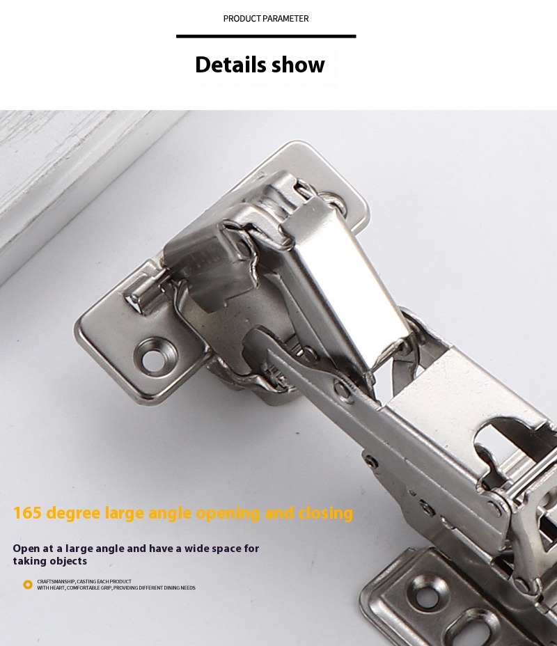 Modern Design 35mm Diameter Large Angle Foldable Hydraulic Buffer Damping 165 Degree Cold Steel Special-Shaped Hinge Living Room
