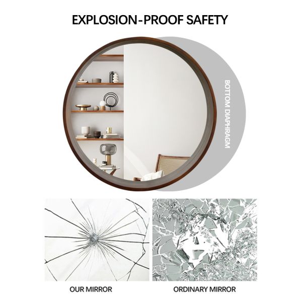 Solid Wood Framed Mirror HD Silver Explosion Proof Wall Mounted Framed Mirror For Home