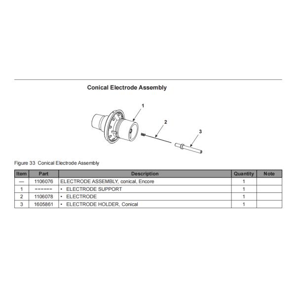 1605861 1605863 Electrode Holder Conical Tivar Material Electrode