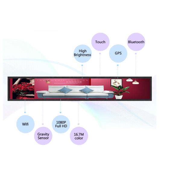 49.5 inch Stretched Bar LCD Display , 1080P LCD Display Strips for supermarket