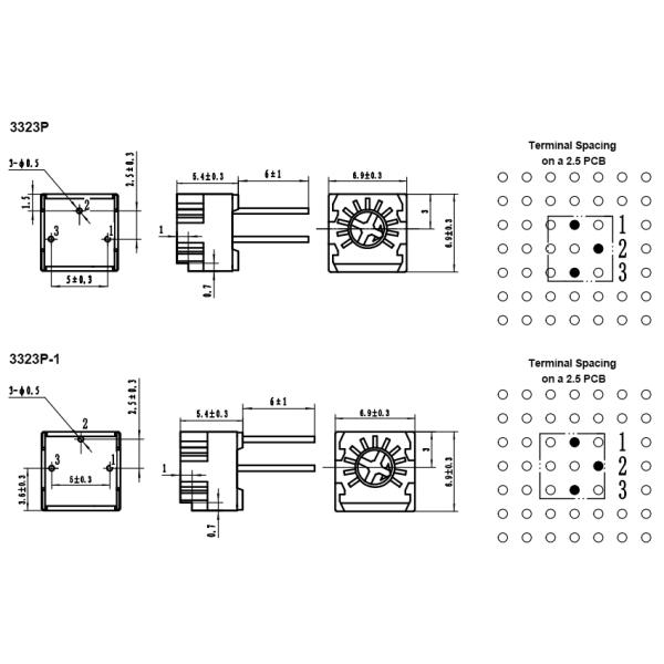 3323P 103 10K RoHS Single Turn Variable Resistor Trimmer Potentiometer