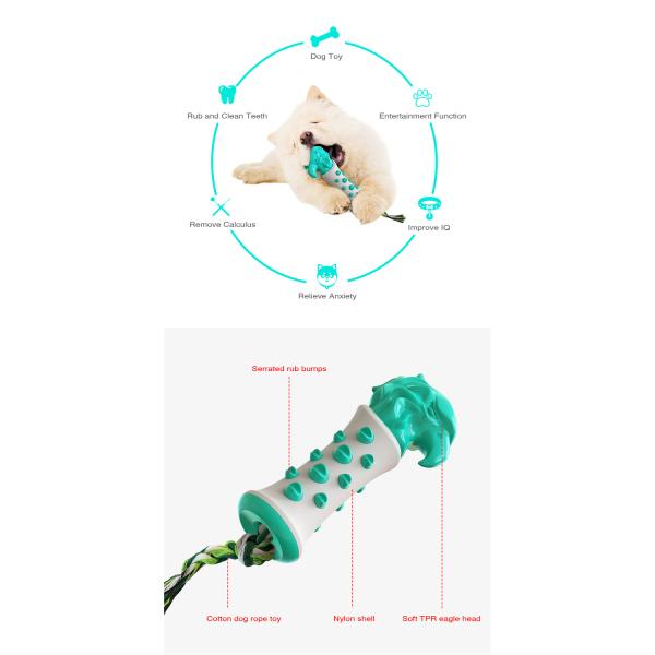 New Multifunctional Interactive Teeth-cleaning Self-playing Food Dispensing Rubber Ball Chew Aggressive Dog Chew Toy