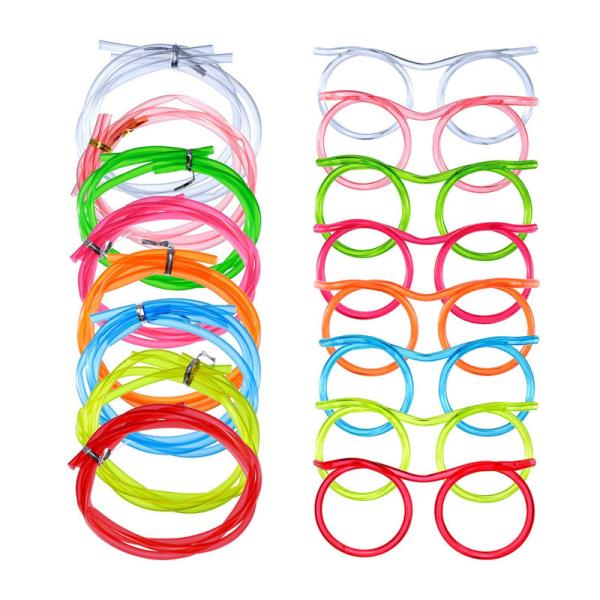 Different Size Creative Plastic Fun Glasses Straws for Crazy and Unconventional Party