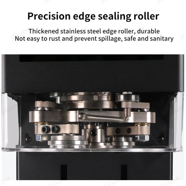 Side view of can sealer showing compact industrial design