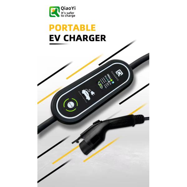 Fixed Current Portable EV Charger Type1 16A EV Charging Cable for Electric Car Color Screen 22OV AC Voltage CE Certificate