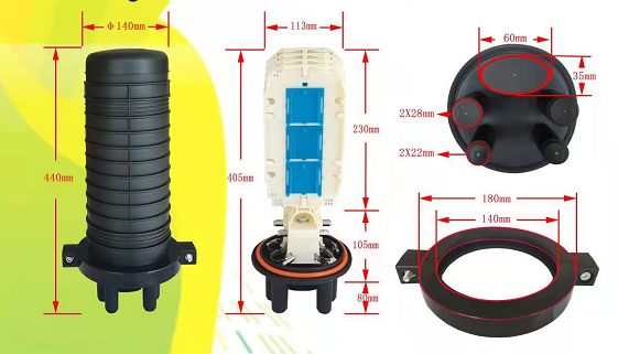 Vertical 1 In 4 Out Optical Splice Dome Closure Mechanical Sealing Cable Splice Box Fiber Optic Closure